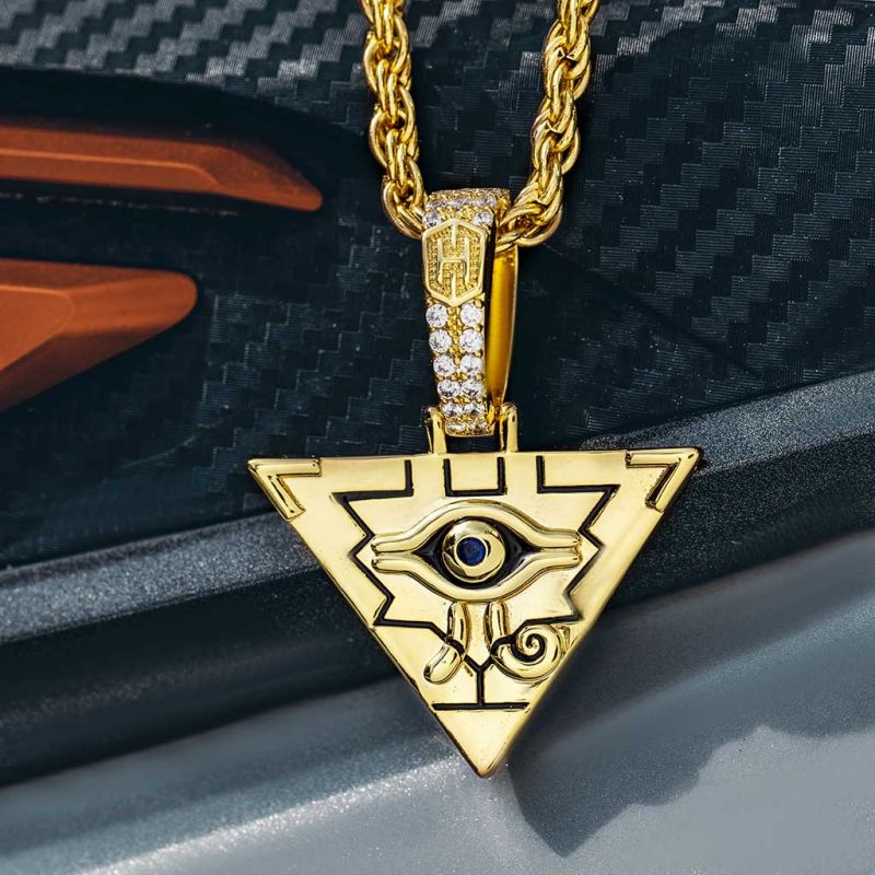 Two-Tone Rose Gold Egyptian Pyramid with All-Seeing Eye Pendant