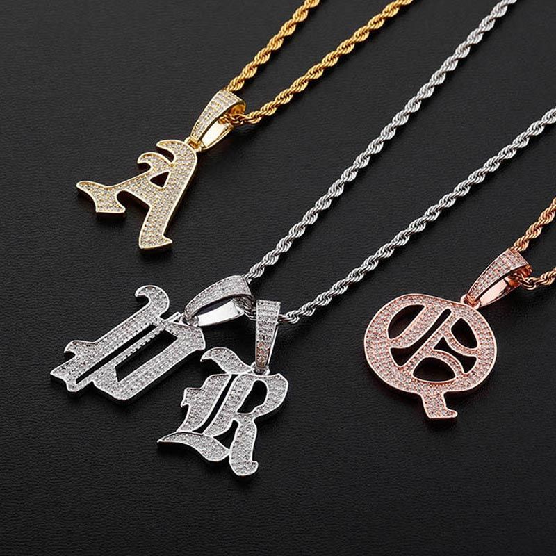 Helloice Iced Old English 26 Letters Pendant