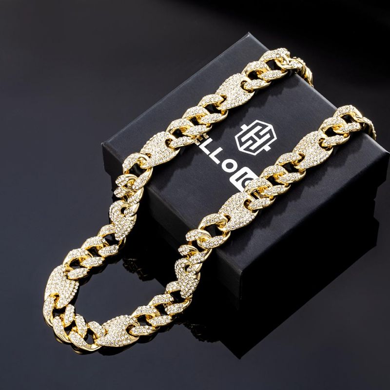 Helloice 16mm Iced G-link Cuban Chain in Gold