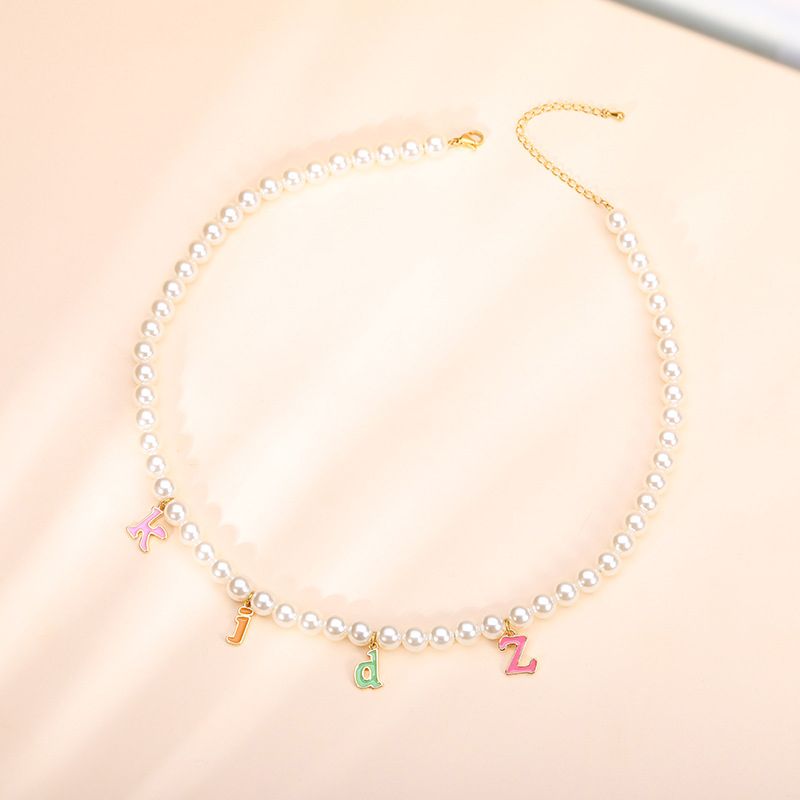 Helloice Custom Colorful Letters Pearl Necklace
