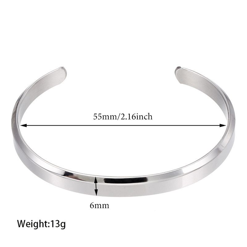 Simple and Stylish 6mm Stainless Steel Open Bracelet
