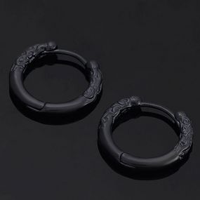 Totem Hoop Earrings-Black
