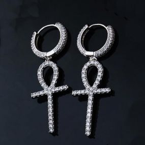 Silver Ankh Dangle Earrings