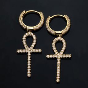 Gold Ankh Dangle Earrings