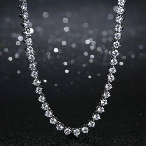 4mm 3 Prong Tennis Necklace