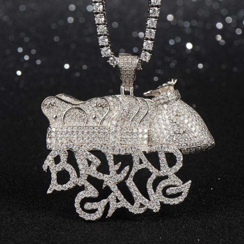 Iced Bread Gang Pendant in White Gold
