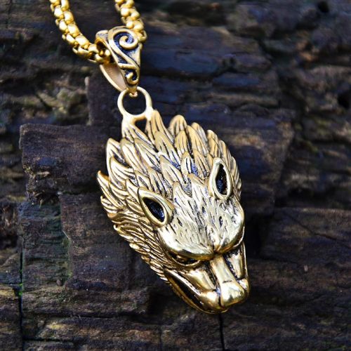 Wolf Pendant in Gold