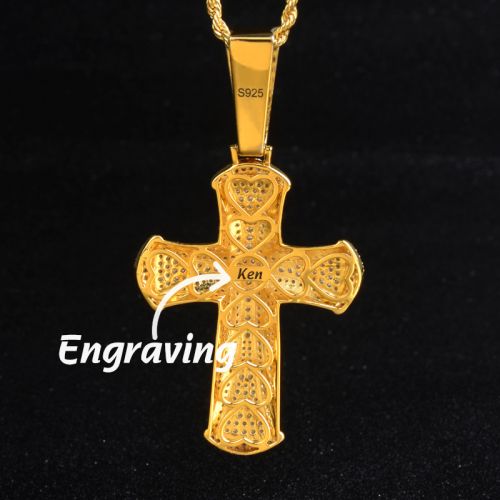 Iced Cross Pendant in Gold