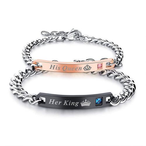 Couple King&Queen Stainless Steel Bracelet Set