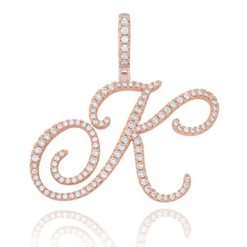 Cursive Style A to Z Initial Letters Pendant in Rose Gold