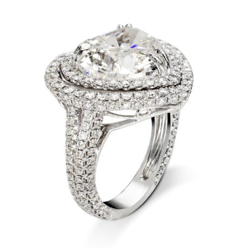 Heart Cut Halo S925 Silver Love Engagement Ring