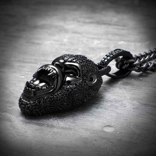 Iced Angry Roaring Gorilla Head in Black Gold