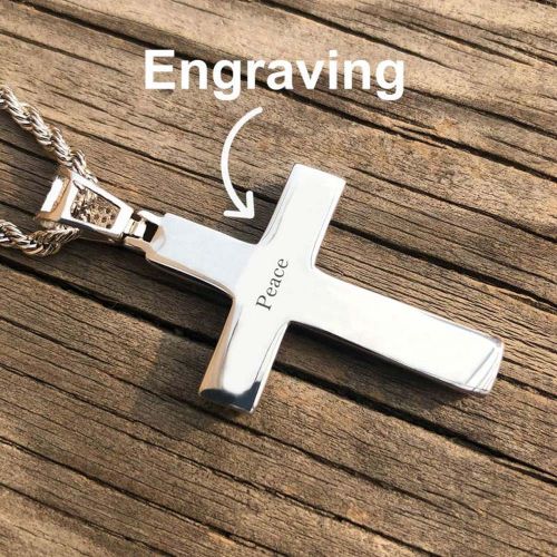 Iced Princess Cut Cross Pendant in White Gold