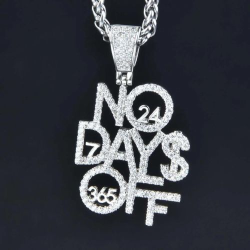 Iced No Days Off Pendant in White Gold