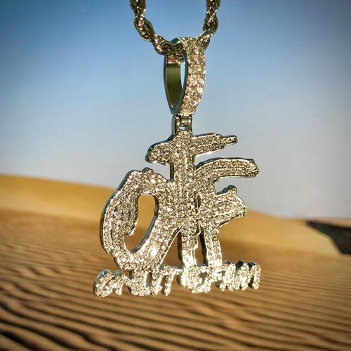 Iced ONLY THE FAM Pendant in White Gold
