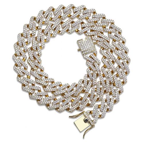 14mm 18K Gold Finish Iced Miami Cuban Link Chain