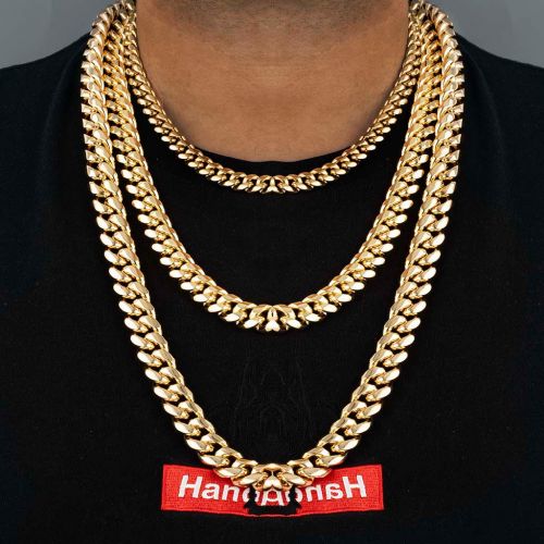 12mm Stainless Steel Cuban Chain in Gold