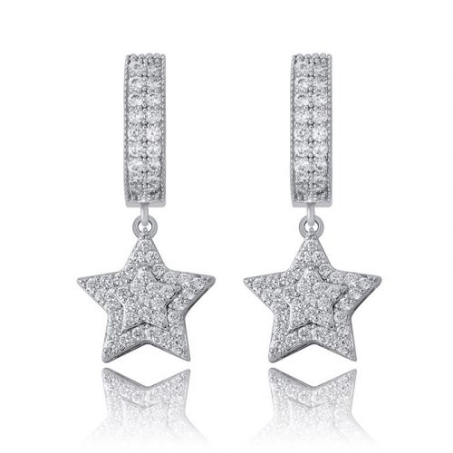 Iced Five-pointed Star Dangle Earrings