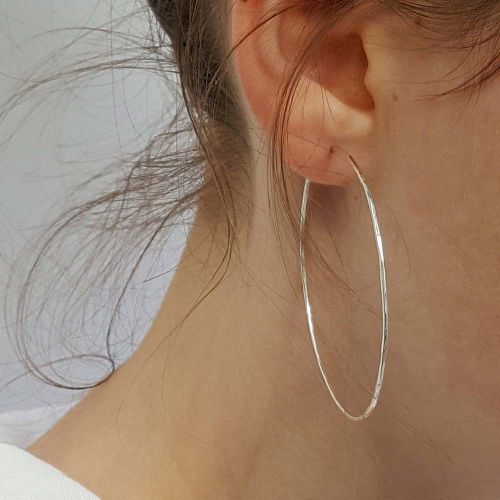 20mm-70mm Circle Hoop Earring in White Gold