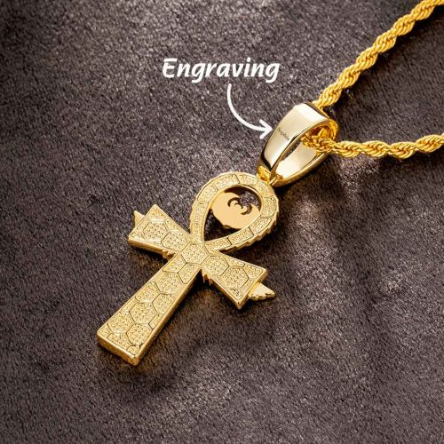 Egyptian Ankh Pendant with Eye of Horus in Gold