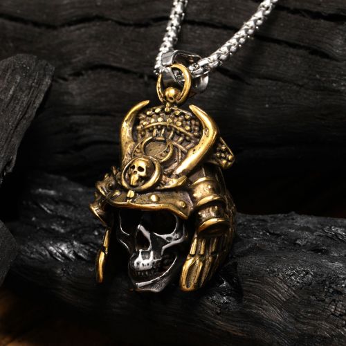 Gold Ghost Warrior Stainless Steel Skull Pendant