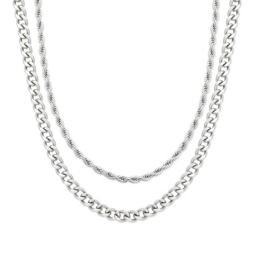 5mm Cuban + 3mm Rope Solid 925 Sterling Silver Chain Set