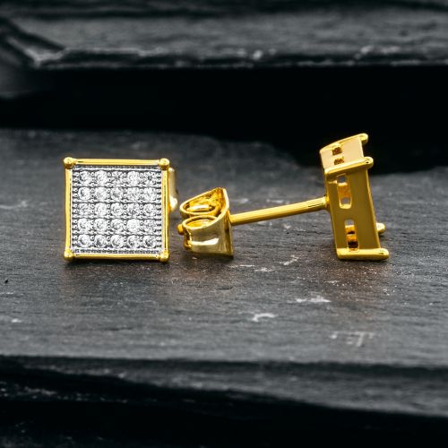 Square Diamonds Paved Stud Earrings