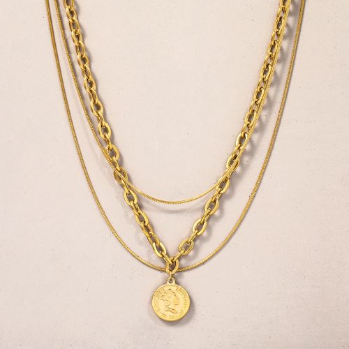 Women's Gold Coin Multi Layered Necklace