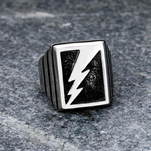 Lightning Bolt Stainless Steel Ring