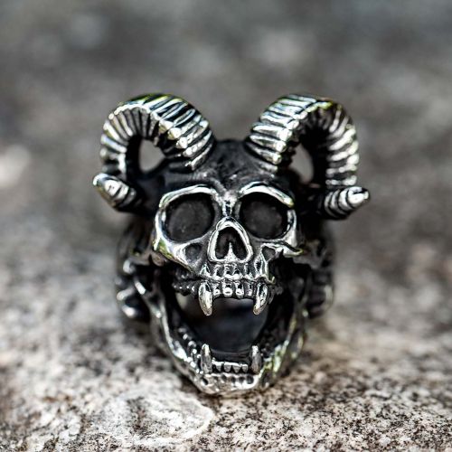 Baphomet Sheep Skull Stainless Steel Ring