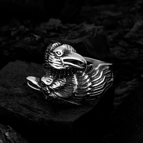 Odin two Ravens Stainless Steel Ring