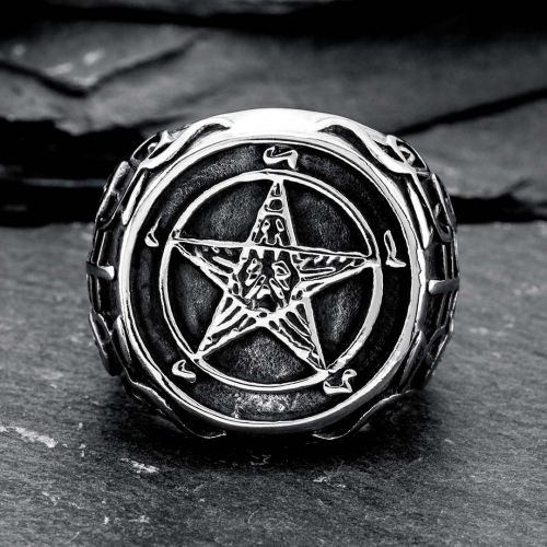 Pentagram Satanic  Stainless Steel Ring