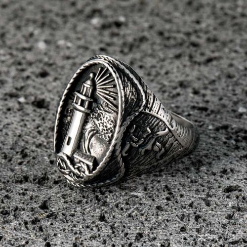 Lighthouse Hourglass Stainless Steel  Marine Ring