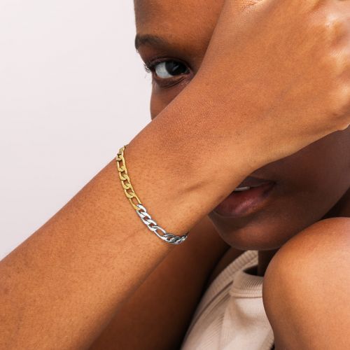 Women's 5mm Two-Tone Figaro Bracelet