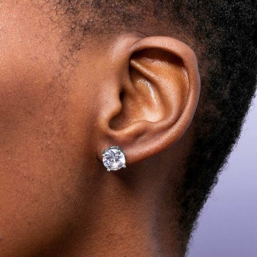 Women's Round Cut Stud Earrings in White Gold