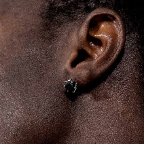 Black Round Stone Earring