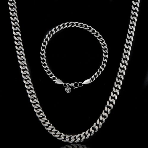 6mm Cuban Link Chain Set in White Gold