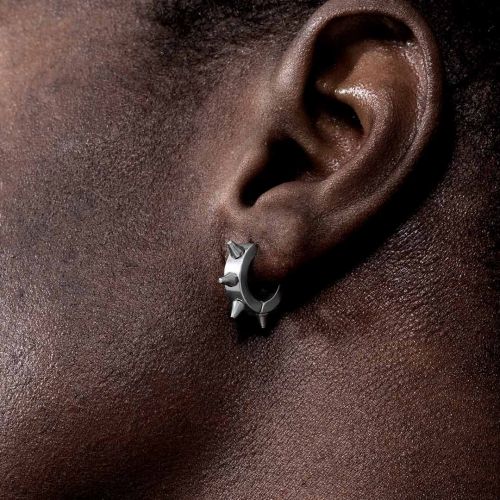 Stainless Steel Punk Rivet Hoop Earrings
