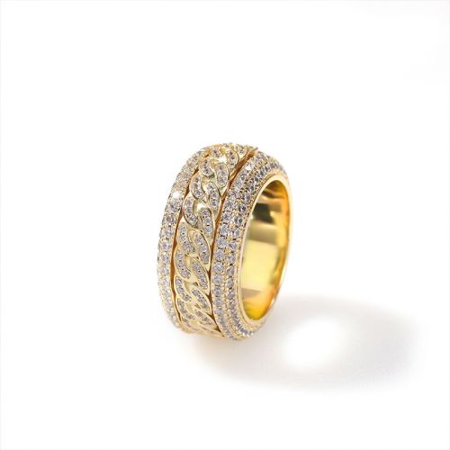 Iced Rotatable Cuban Ring in Gold