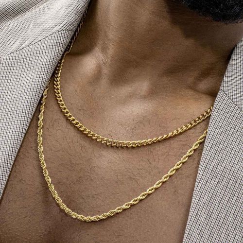 4mm Rope + 5mm Cuban Chain Set in Gold