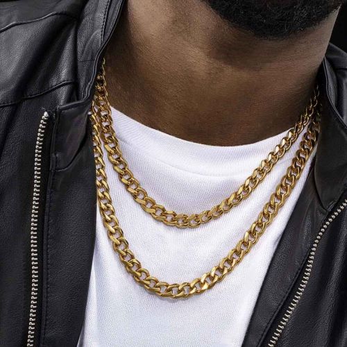 9mm Cuban Chain Set in Gold