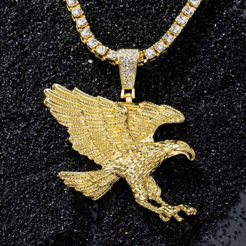 Eagle Pendant with 4mm Tennis Chain Set in Gold