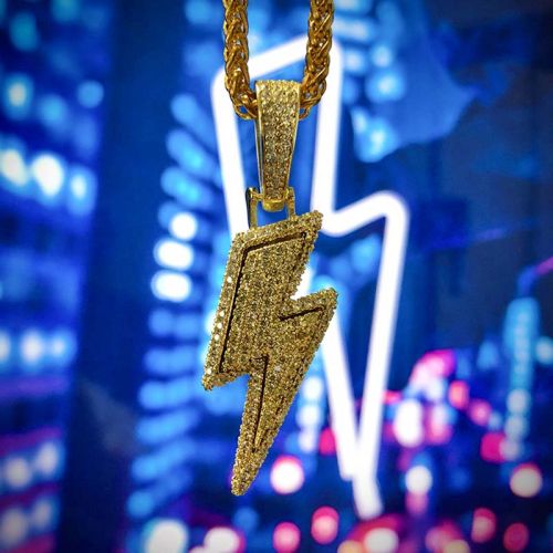 Iced Flash Pendant in Gold