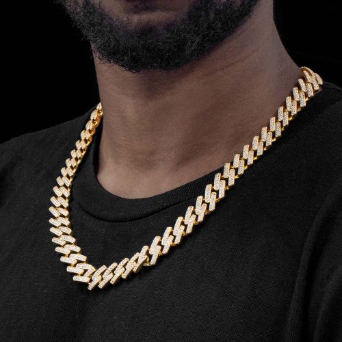 Iced 14mm Miami Cuban Chain with Box Clasp in Gold