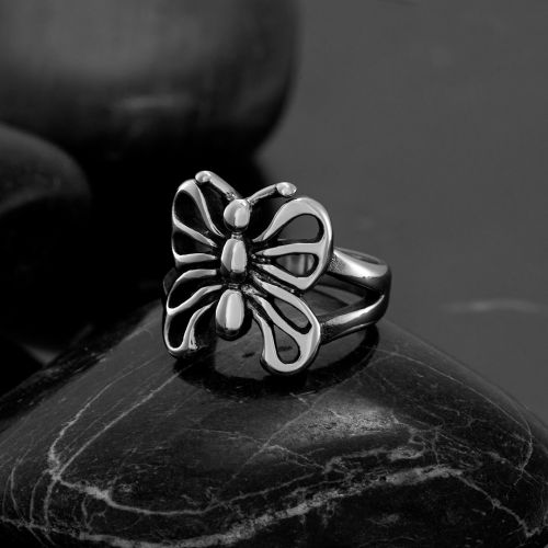 Vintage Butterfly Stainless Steel Ring