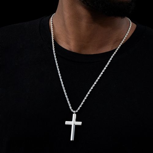 Cylinder Stainless Steel Cross Pendant