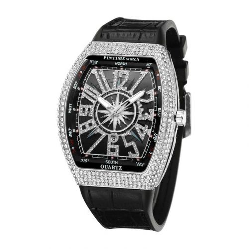 Men's Iced Arabic Numerals Watch with Black trap