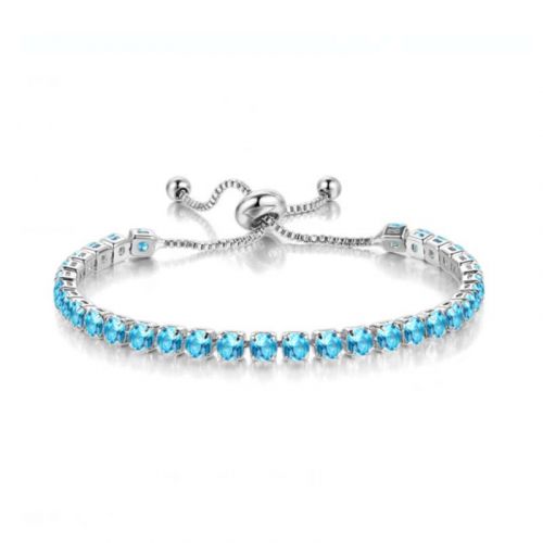 4mm Light Blue Stones Tennis Chain Bracelet
