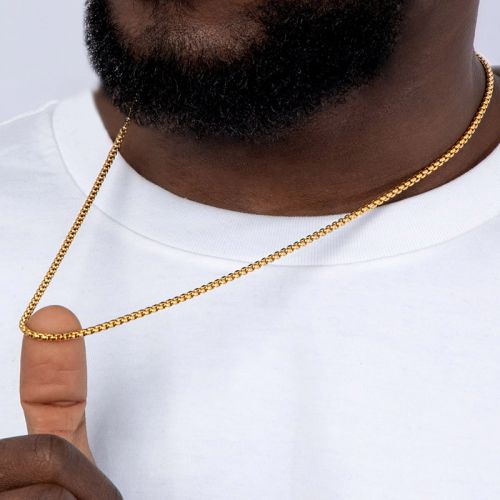 3mm Round Box Solid 925 Sterling Silver Chain in Gold