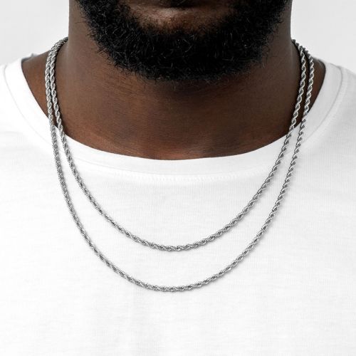 3mm 2 Rope Solid 925 Sterling Silver Chain Set